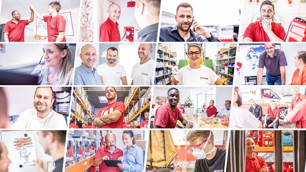 Een collage van mannelijke en vrouwelijke arbeiders en bedienden