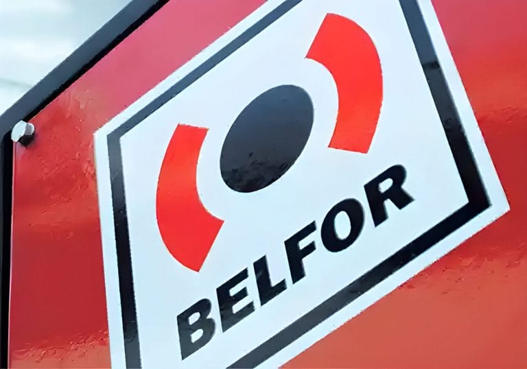 BELFOR squre logo on equipment