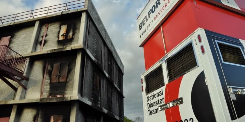 burned down building