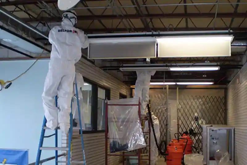 BELFOR employees decontaminating a facility