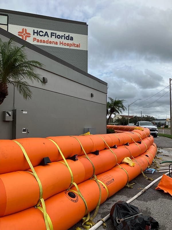 BELFOR installed a Tiger Dam flood protection system for HCA Florida Hospital ahead of Hurricane Milton