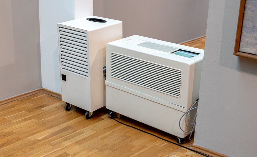 A white dehumidifier in a house​