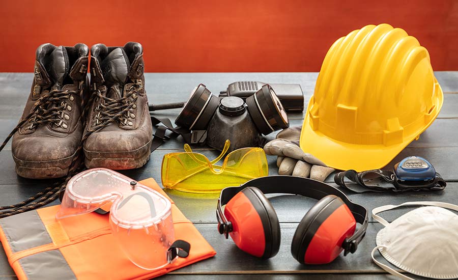 Construction gear on the table